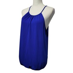 Express Royal Blue‎ Halter Neck Gathered Front Tank Top Women's Size L